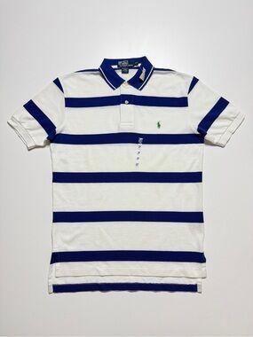 Polo Ralph Lauren Stripe Sailor Polo Shirt Mens Small Classic Fit White Blue